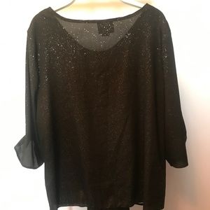 Sparkly Black Women's Top - Plus Size, Size 3XL